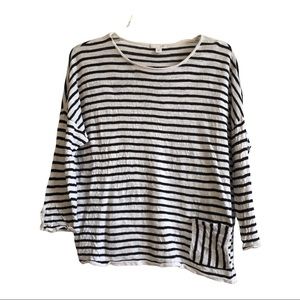 J.Jill Black & White Striped Sweater